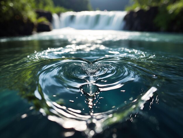 Corazón hecho de fondo de agua transparente azul creado con tecnología de IA generativa