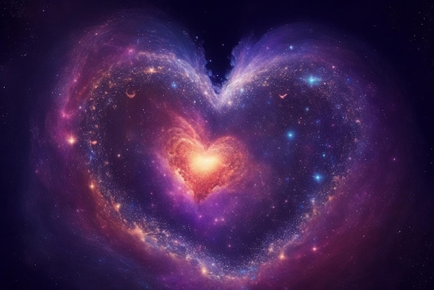 Un corazón hecho de galaxias que representa un universo de emociones