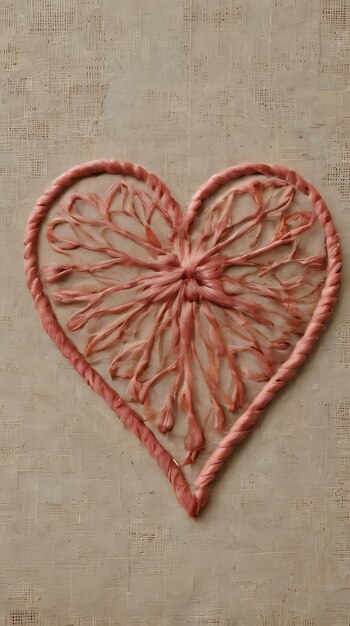 un corazón hecho de hilo con un corazón en él