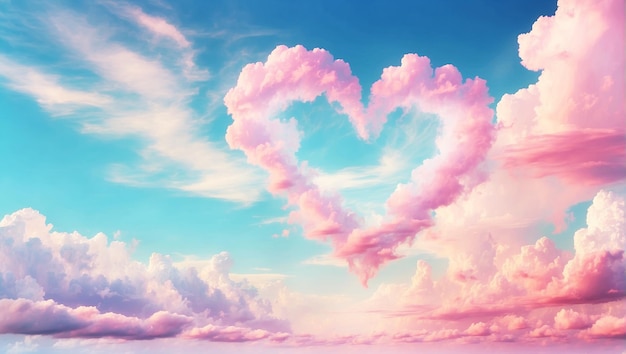 Un corazón hecho de nubes en el cielo