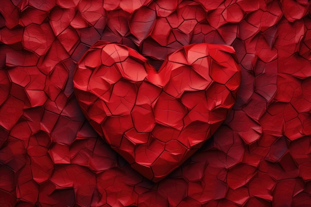 un corazón hecho de papel rojo