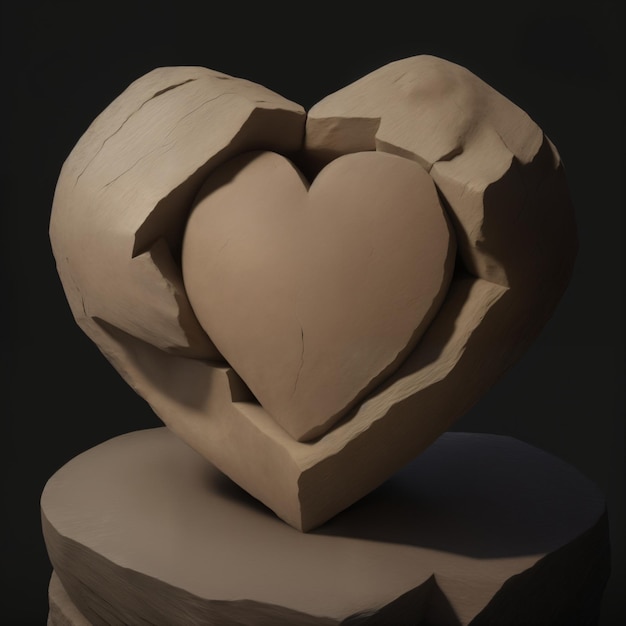 Foto un corazón hecho de piedra en bruto