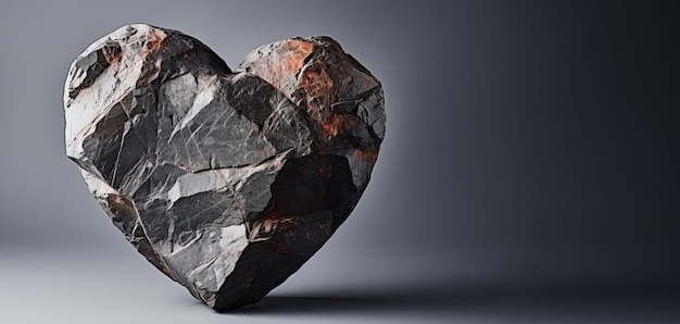 corazón hecho de piedra sobre fondo aislado concepto de amor y romance piedra preciosa