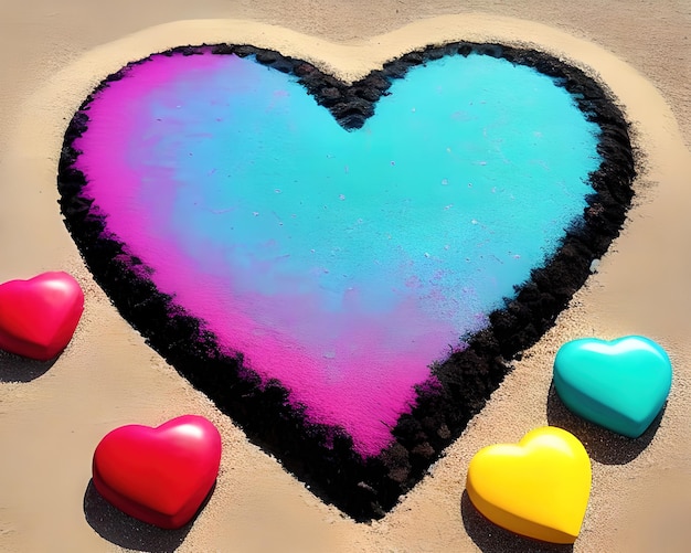 corazón hecho de rocas en una playa