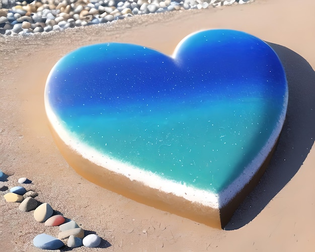 corazón hecho de rocas en una playa