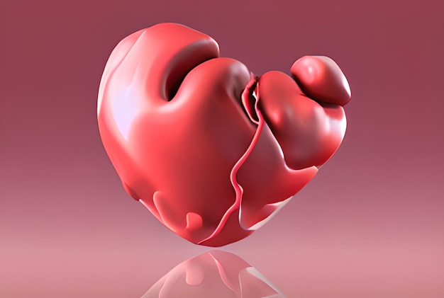 Corazón humano 3d ilustración aislada Imagen foto AI Generado