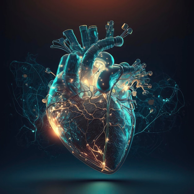 Corazón humano Ilustración conceptual de atención médica y de salud 3d render Generar Ai