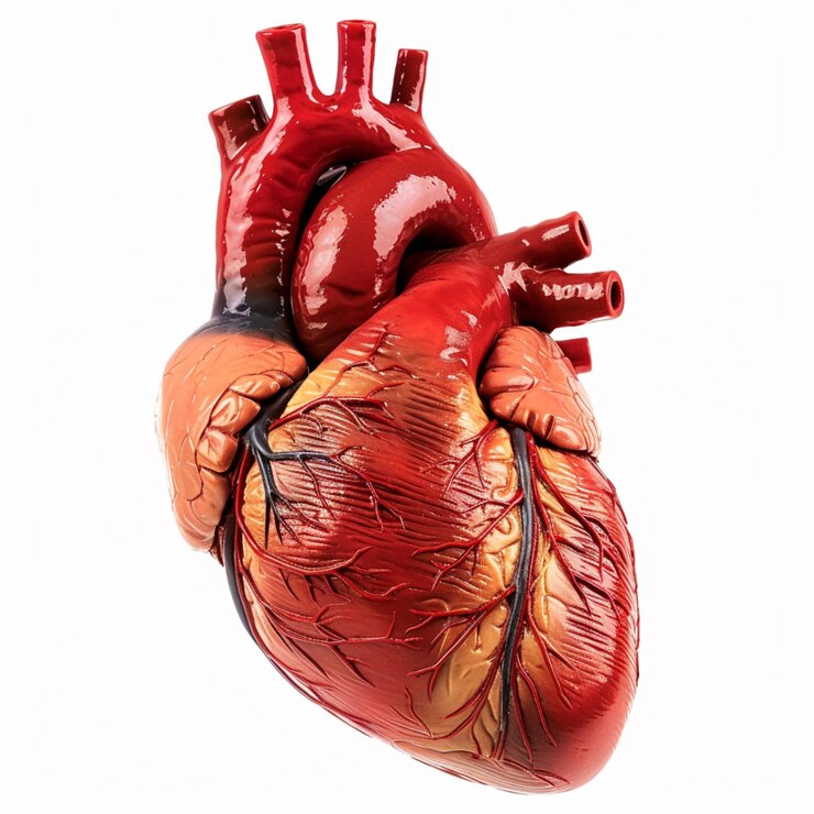Corazón humano con vasos coronarios
