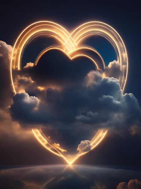 corazón en la ilustración del símbolo de las nubes