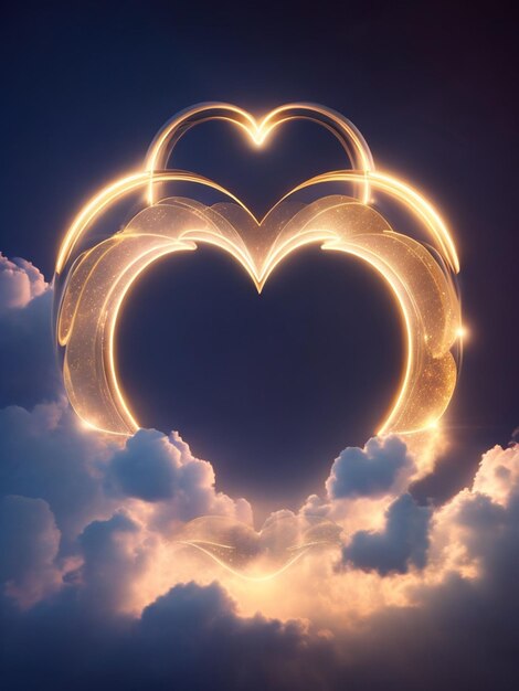 corazón en la ilustración del símbolo de las nubes