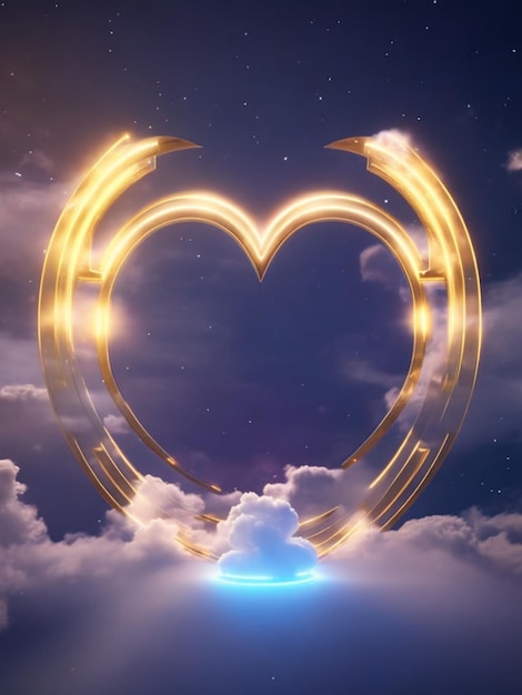 corazón en la ilustración del símbolo de las nubes