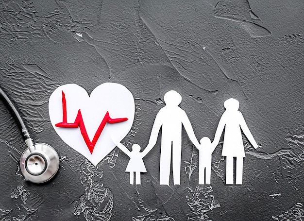 Corazón con instrumento médico con concepto de atención médica