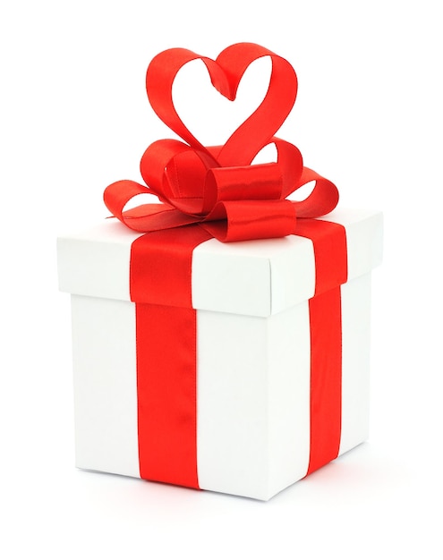 Corazón y lazo de caja de regalo