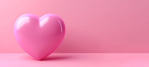 Corazón lindo 3d con fondo de espacio de copia para el día de san valentín