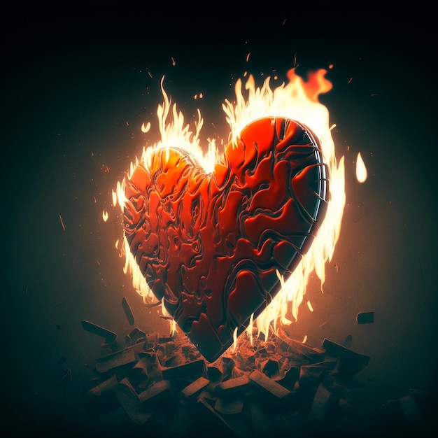 Un corazón en llamas