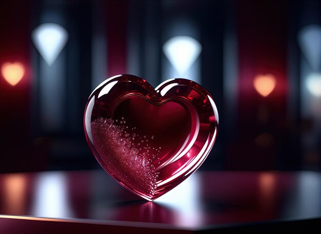 Un corazón marrón épico hecho de vidrio de cristal