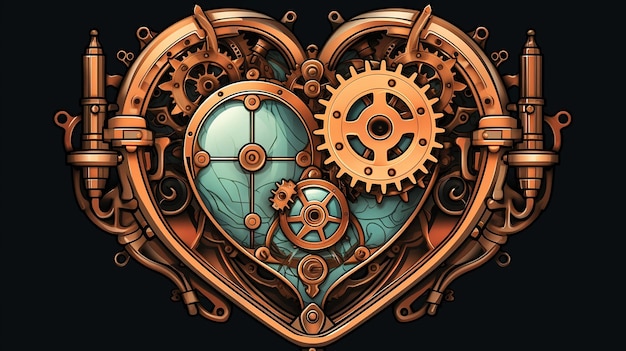 Corazón mecánico complejo estilo vintage steam punk generativo ai