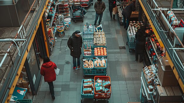 En el corazón del mercado, el carrito se convierte en un recipiente para nuestros deseos y necesidades, encarnando el ciclo de compras y consumo que define a la sociedad moderna.