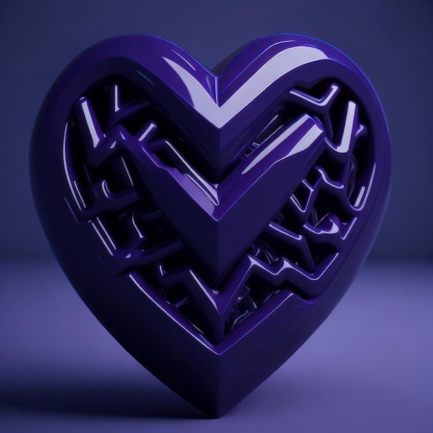 Un corazón morado con la letra m.