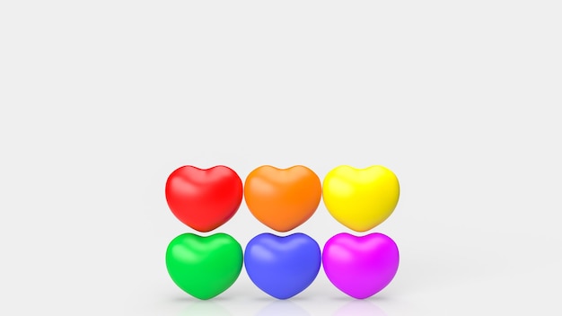 Corazón multicolor para la representación 3d del concepto lgbtq