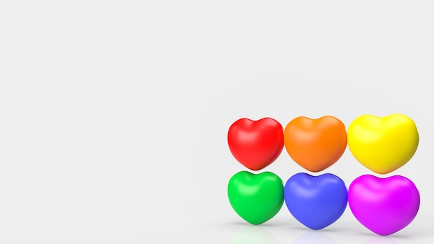 Corazón multicolor para la representación 3d del concepto lgbtq