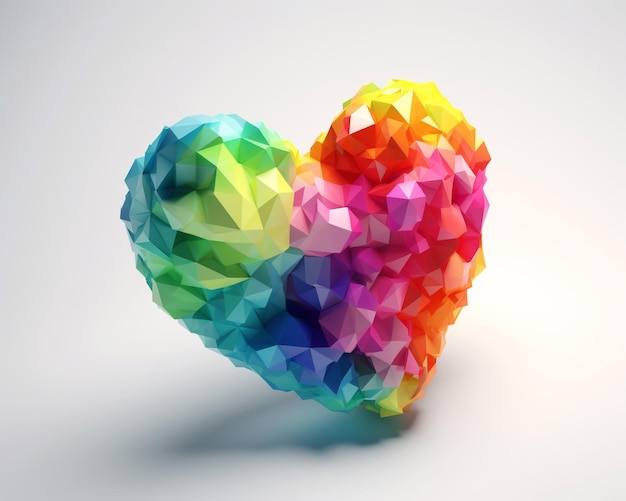 corazón multicolor sobre fondo blanco 3d render Generativo Ai