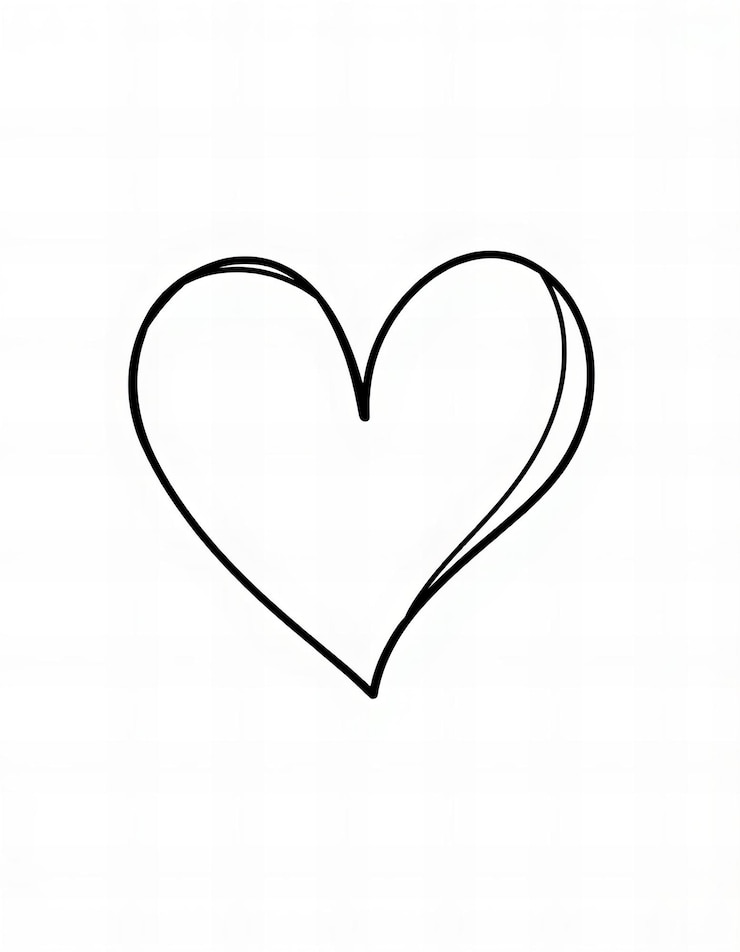 Foto un corazón negro dibujado sobre un fondo blanco con un contorno negro