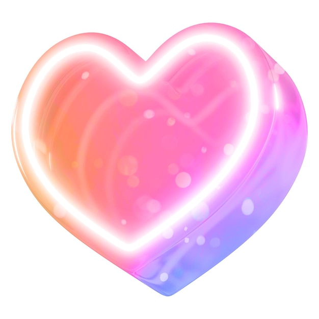 Corazón de neón 3D de fondo transparente