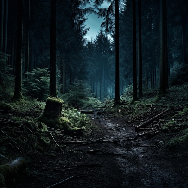 En el corazón de la noche el bosque se convierte en un reino de misterio y sombra