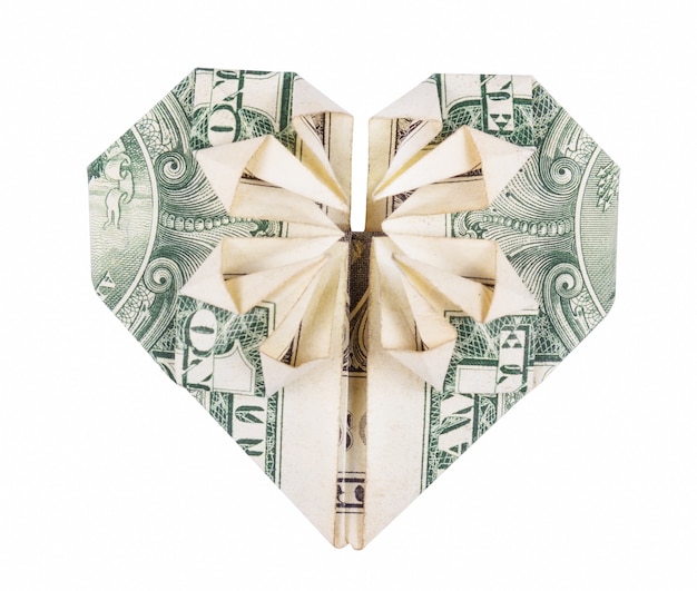 Corazón de origami del dólar