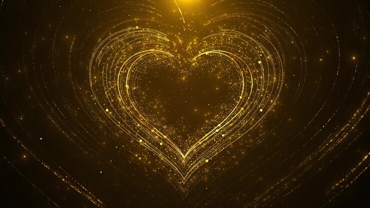 Corazón de oro con chispas y brillo
