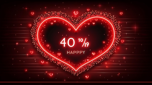 Un corazón con las palabras 40% de descuento.