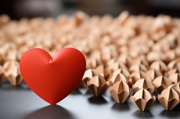 Corazón de papel cerca de una taza de café