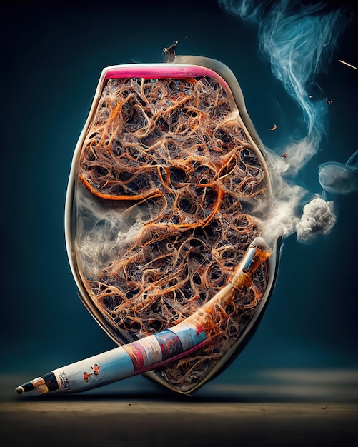 Foto corazón y el peligro del tabaco para la salud cardiovascular