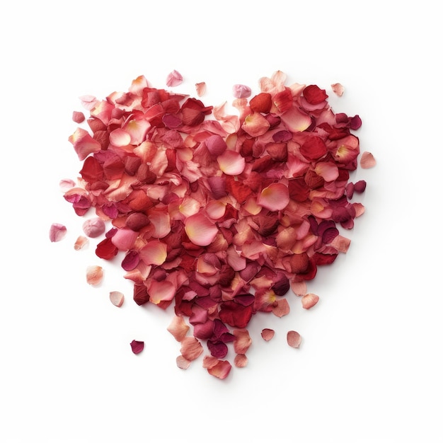 Corazón de pétalos de rosa Ilustración AI Generativo