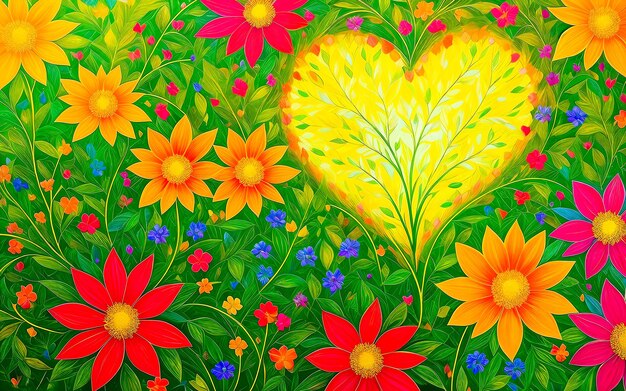 Corazón de plantasPintura al óleo