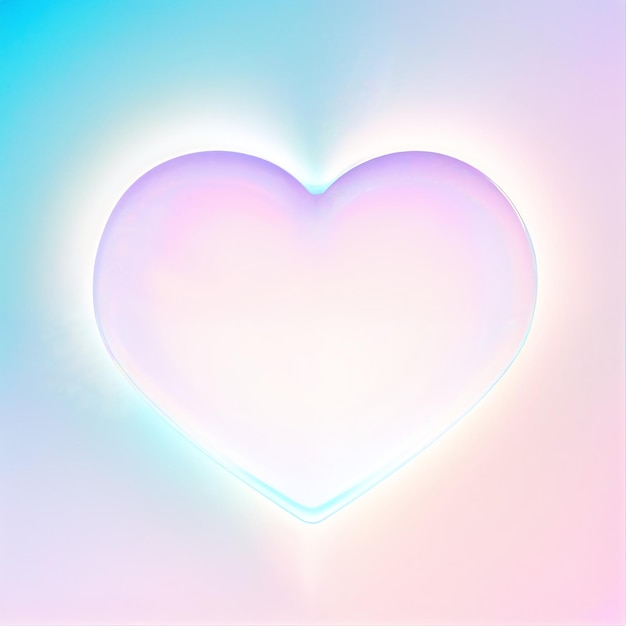 Corazón psicodélico en los cielos luz holográfica pastel esquema de colores pacífico AI generado