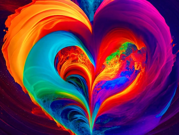 un corazón pulsante vibrante que irradia un espectro de colores papel pintado 4k descarga