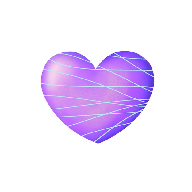 Corazón púrpura sobre un fondo blanco Diseño de San Valentín