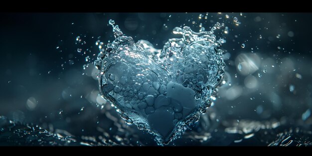 un corazón que está en el agua