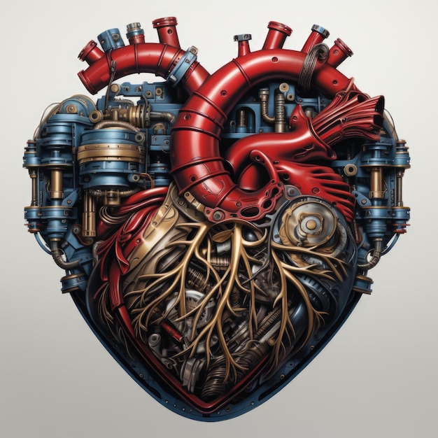 Corazón realista representado como una hojalata roja. IA generativa