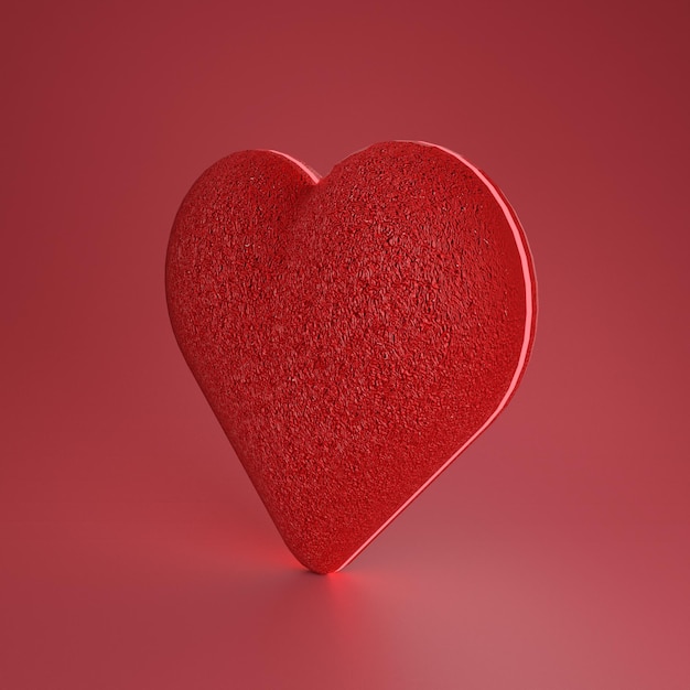El corazón renderizado en 3D se ve tan bien con un hermoso color rojo
