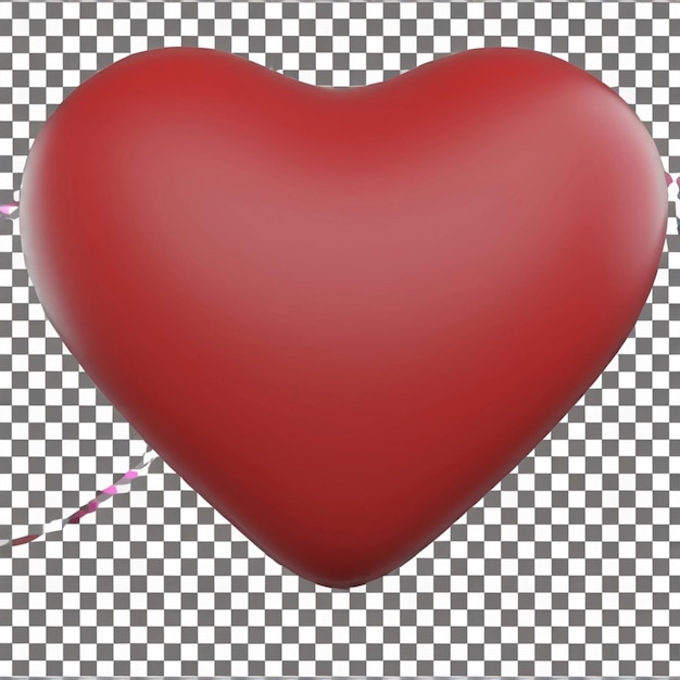 Corazón rojo 3D con aislado en fondo blanco y transparente png