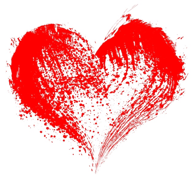 Corazón rojo abstracto sobre fondo blanco