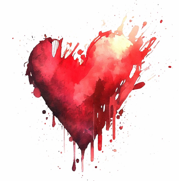 Corazón rojo acuarela ilustración día de san valentín vacaciones amor