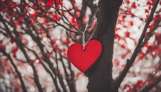 corazón rojo en el árbol