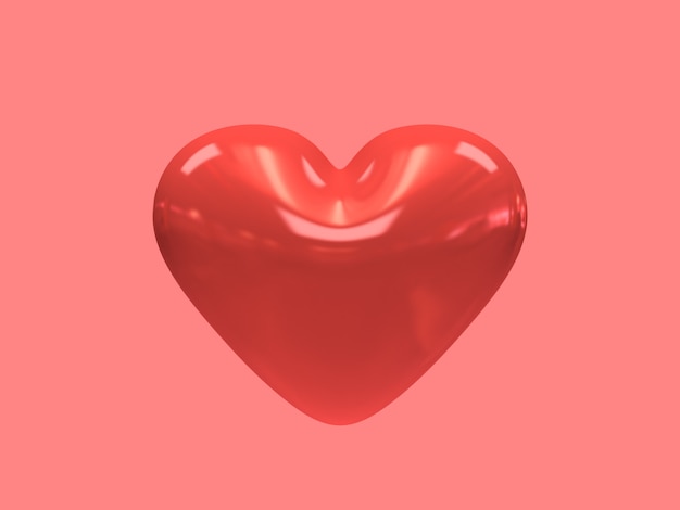 corazón rojo brillante representación 3d