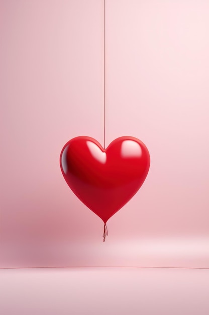Un corazón rojo caracterizado por un elegante diseño minimalista sirve como tarjeta de felicitación para el Día de San Valentín y la celebración del amor