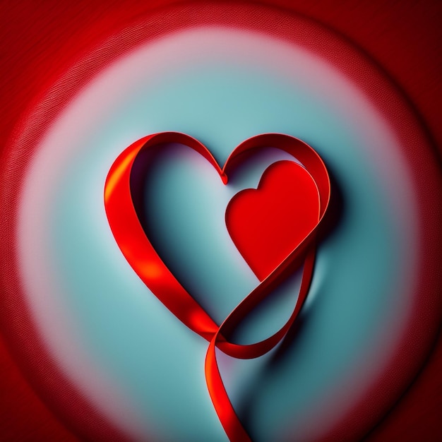 Un corazón rojo con una cinta en el medio.