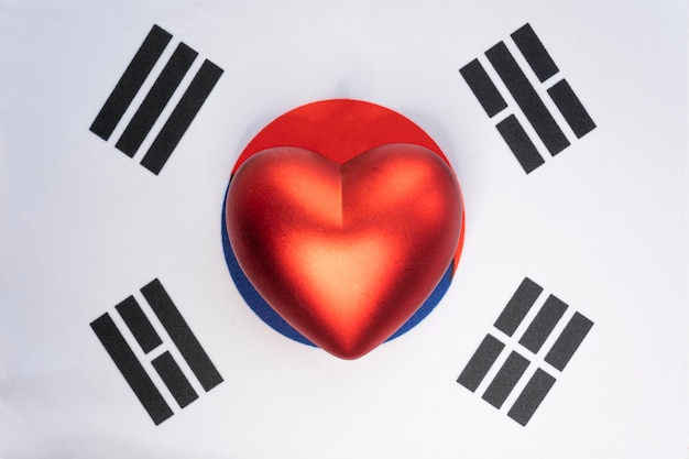 El corazón rojo está en la bandera de corea del sur El concepto de sentimientos patrióticos por el estado de uno Patriotismo